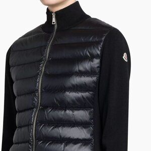 Moncler Padded Down Knit Wool Cardigan